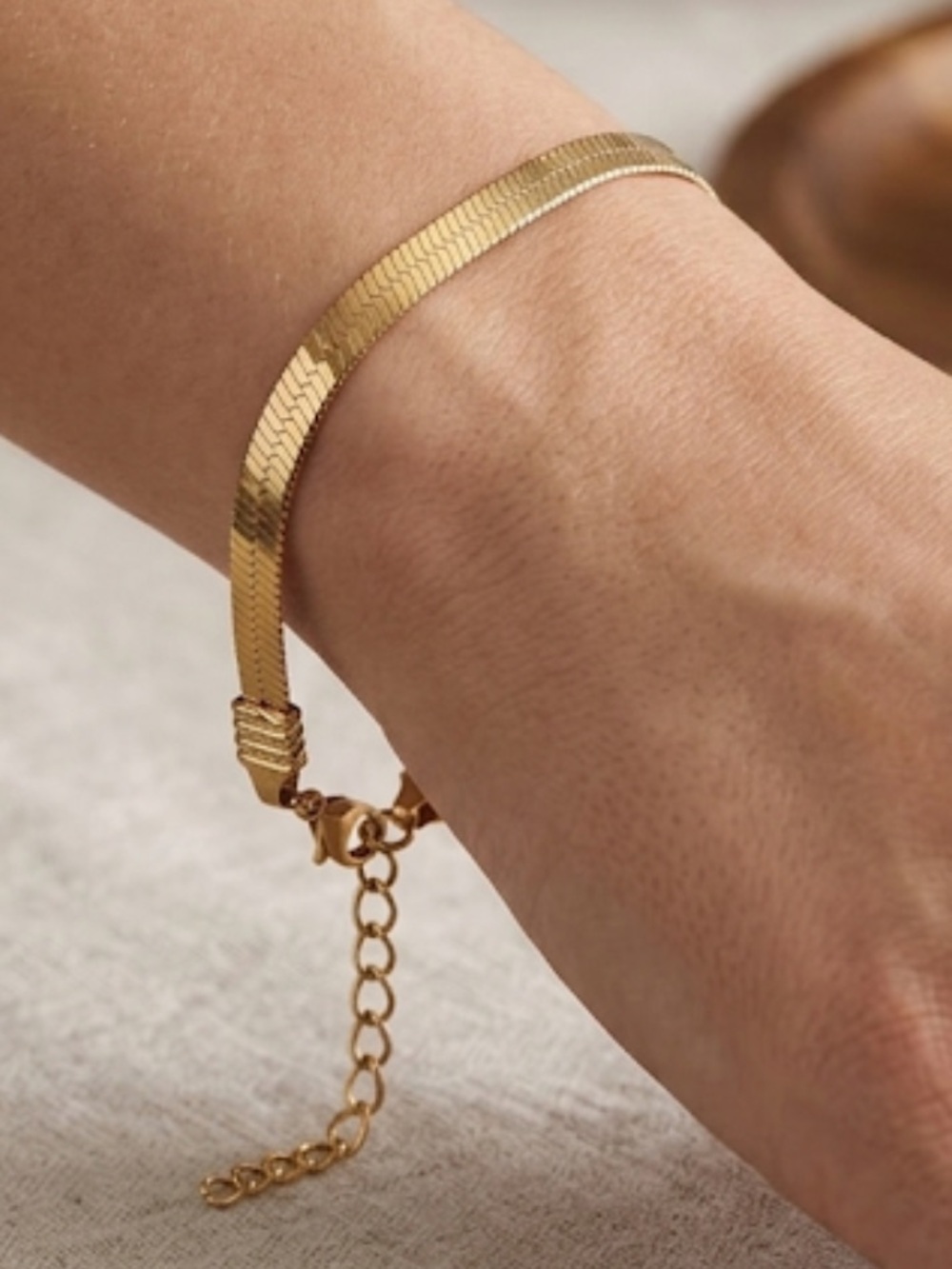 Gold Herringbone Chain Bracelet - Women Jewelry